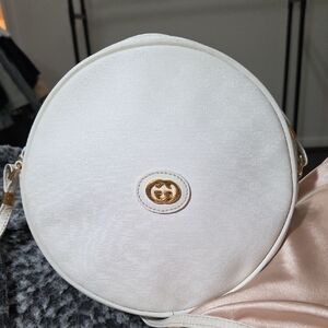 Gucci White Round Crossbody Bag with Gold Accent
